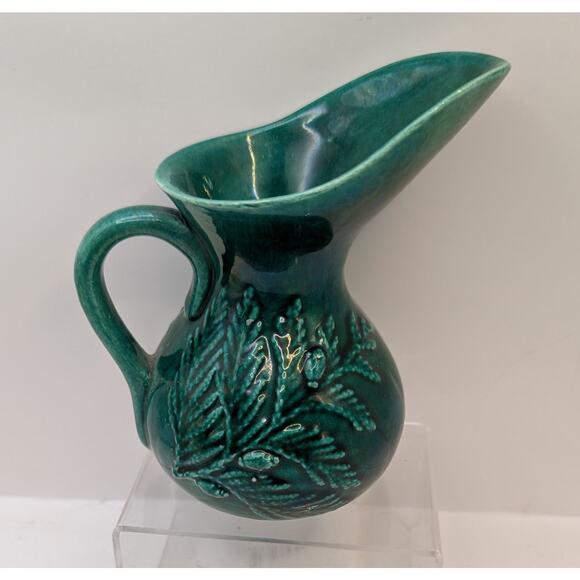 Green Ceramic Jug By Tacoma Potter Virginia Weaver Washington State 5" Evergreen - Picture 2 of 5